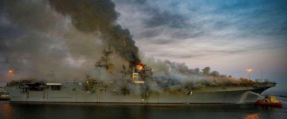 UPDATED 7/14/20 @10:30 AM
Fire still active on board the Bon Homme Richard (LHD-6).
A total of 59 crew members -- three dozen sailors and 23 civilians -- battling the blaze have suffered various minor injuries, mostly hea