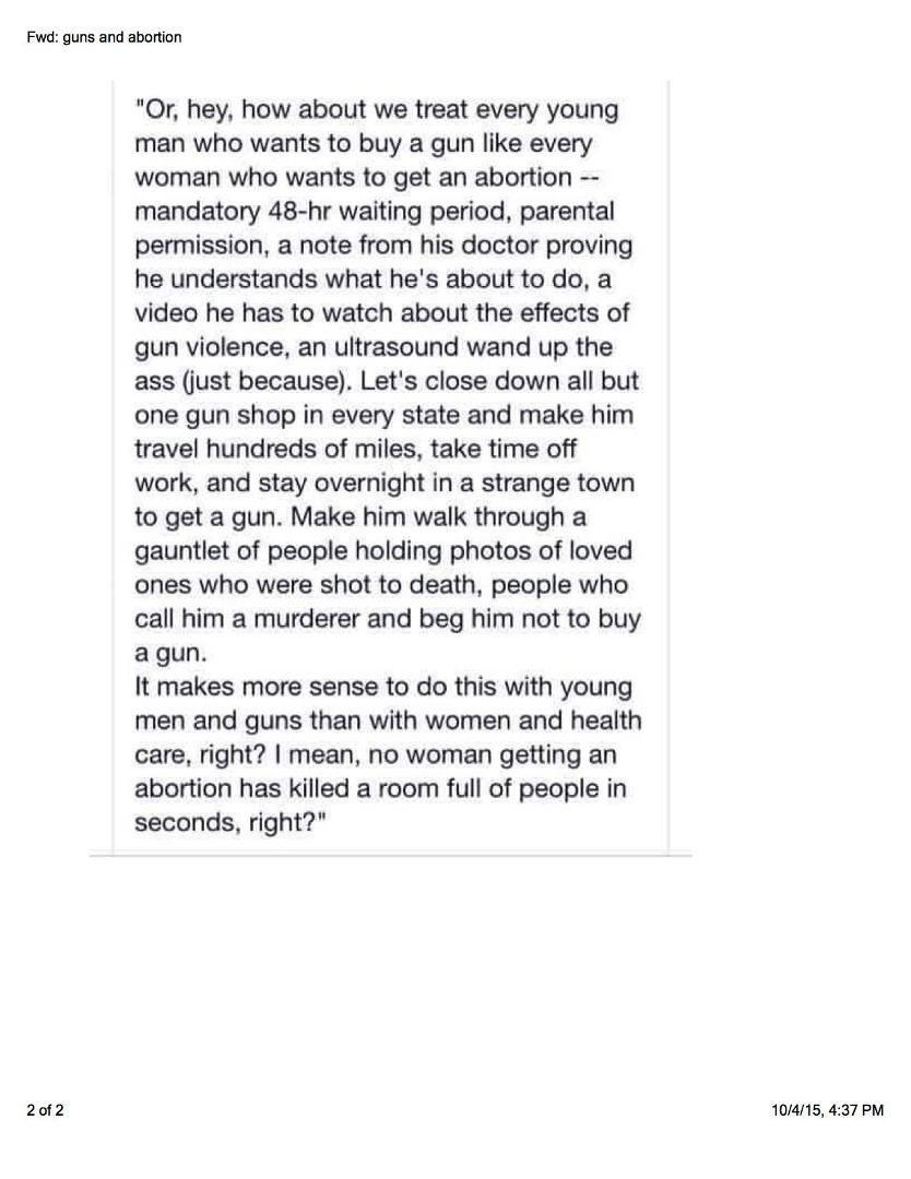 Please re-post this. The original text was from a roommate of Ana Marisa, my step daughter, at NYU. It kind of cuts to the quick.