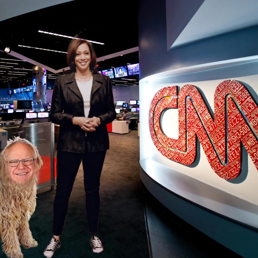 Kamala Harris arrives at CNN for her first interview with her emotional support animal.