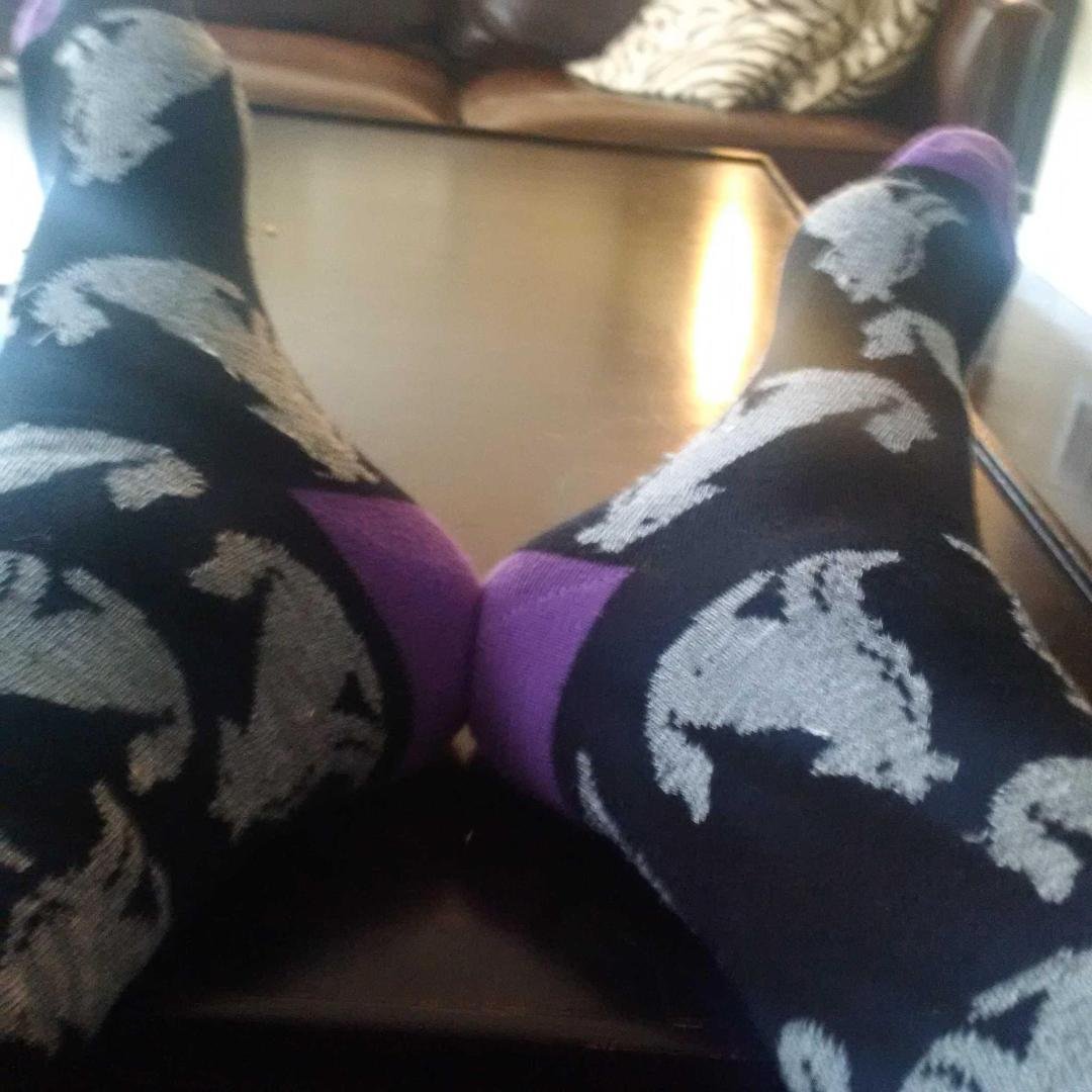 Sunday wolf socks today. Must be time to find a rabbit.