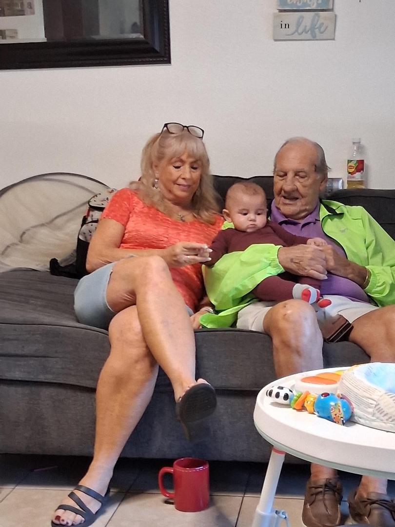 Baby Kayden and great grandpa Bob, and adopted Gramma  Stephanie 😃😃😃