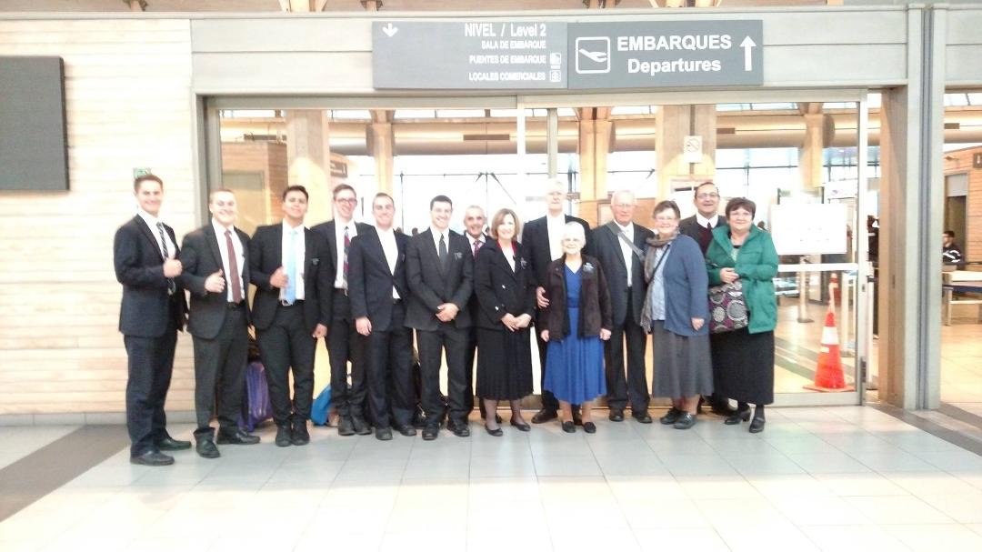 President Arrington and the office staff of the Chile Concepcion Mission saw us off at the airport. On the far right are the Jones who came to replace us in the two missions.