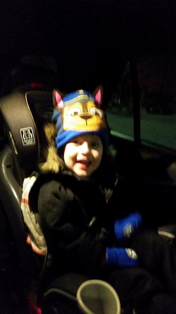 Me and my little man are on hour way out to eat dinner daddy love you
