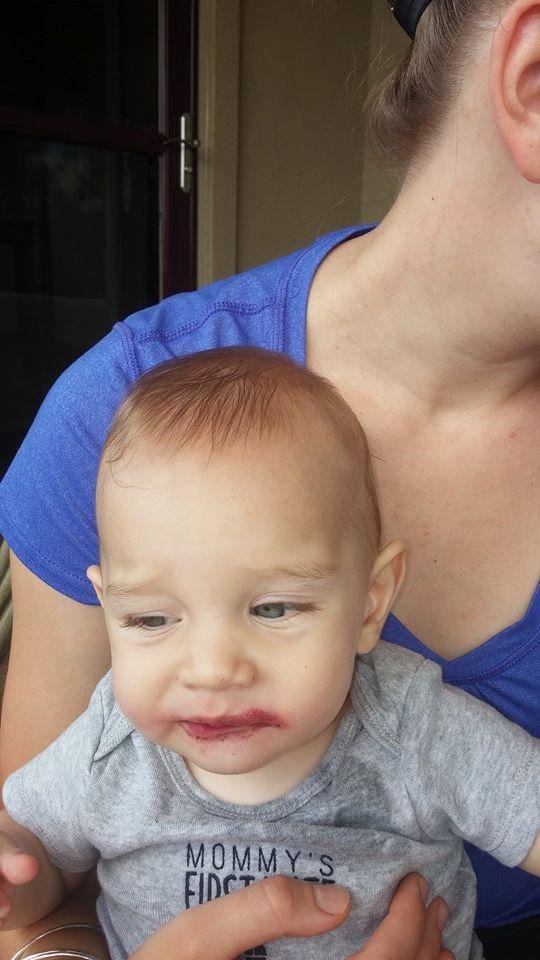 First popsicle! Grape!