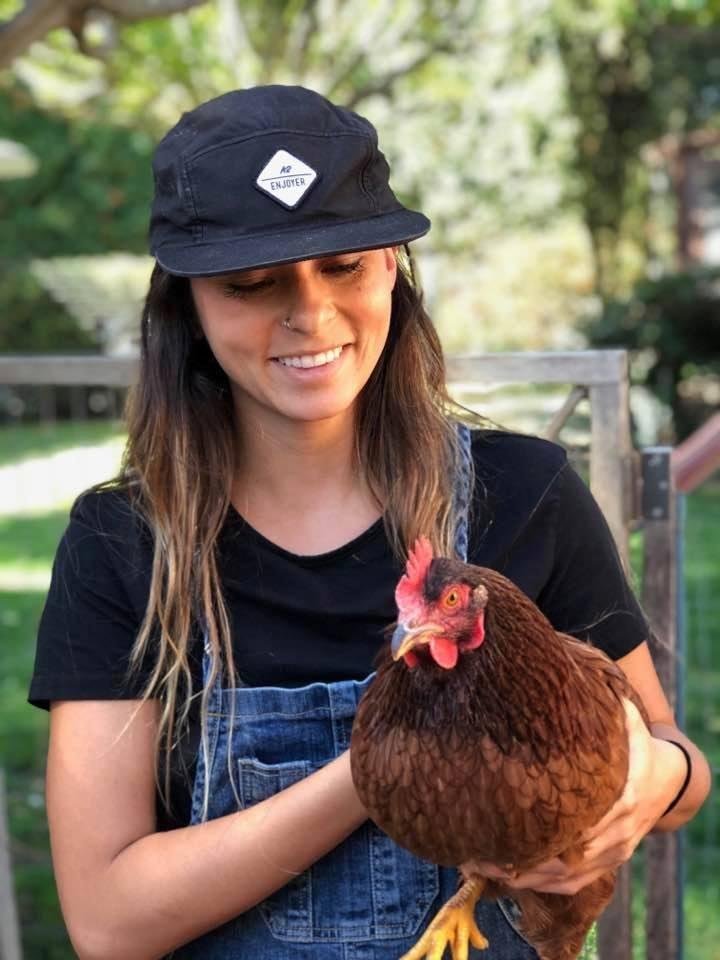 Eeeeha, shoot howdy! Farmer Kendall hard at work tending her chickens. Looking forward to eggs in November