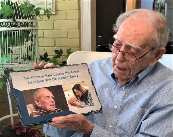 Dad's gift recalls a very special evening when Will and Taylor informed him they would be naming their first child Henry. An emotional moment... he said, "I'm humbled."