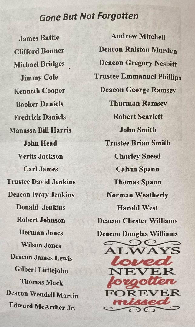 On this Father’s Day I would like to pay tribute to these men who played a role in the life of FTBC and no longer walk with us.