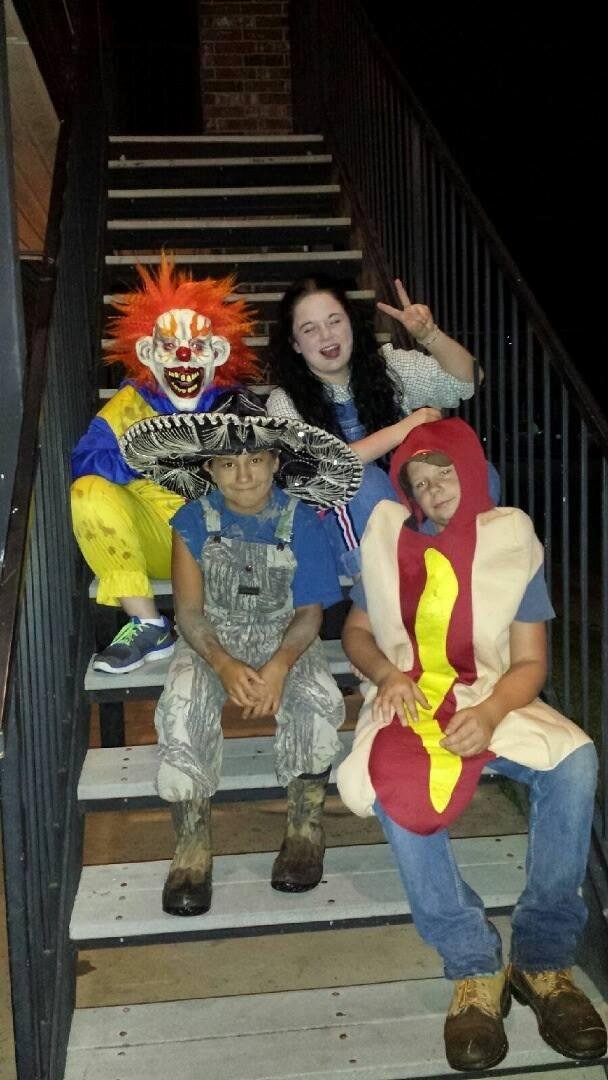 Corley Day ( a hot dog after my own heart.. Lol) & a very scary looking psycho clown Wyatt Day!! Love those Day boys!!! Rhonda Konert Day :)!!!