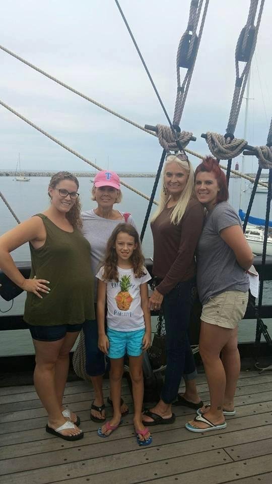 The girls at the Pinta replica ship at Lake Michigan in Racine Wisconsin