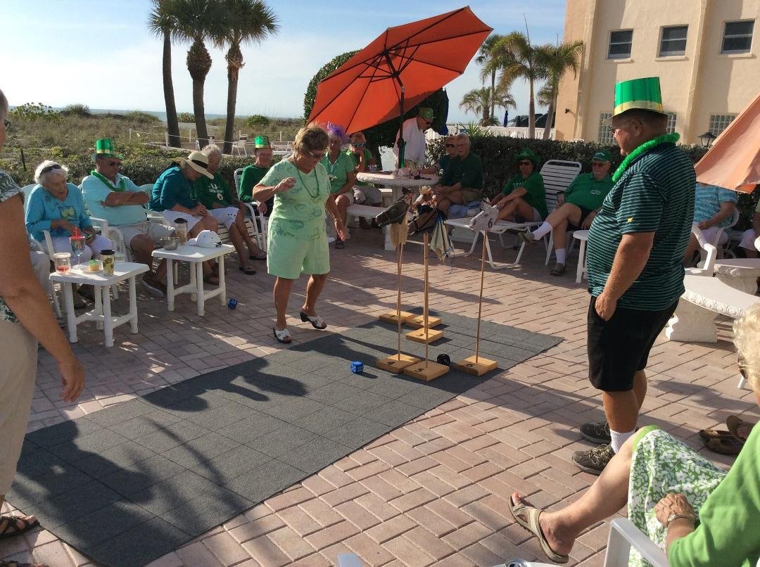 This is what retired people do on St Patrick's Day. Not that I'm retired, but I am probably the only one. I took this photo by the pool at our 20 unit condo complex in Venice, FL. We went to the horse races. You can barely
