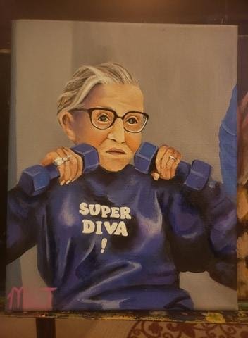 My youngest daughter, Mari's, artwork...Hoping a speedy recovery for Justice Ginsburg...