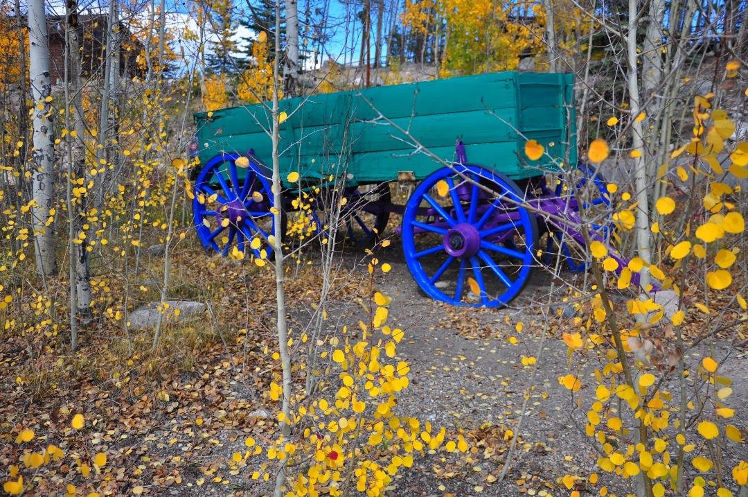 10-2-12 a nice view in Rocky Mountain Park. The wagon is at the grand lake lodge in Grand Lake.