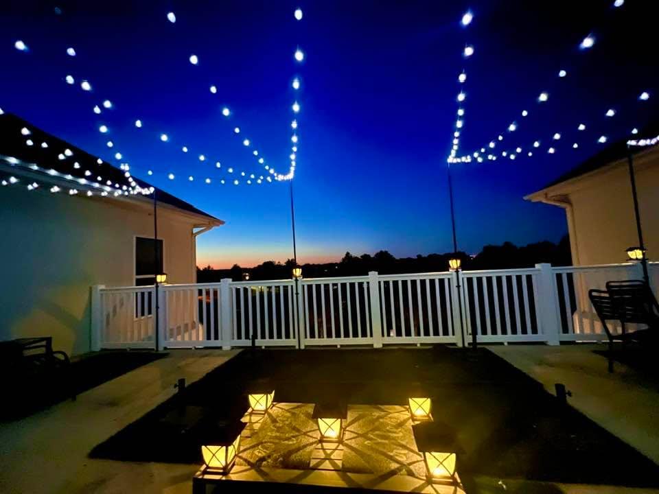 Glorious Sunset with 64°F Peaceful Evening! (yes, My Wife has noticed that I need to add more lights to fill the void in the Middle! 😂)