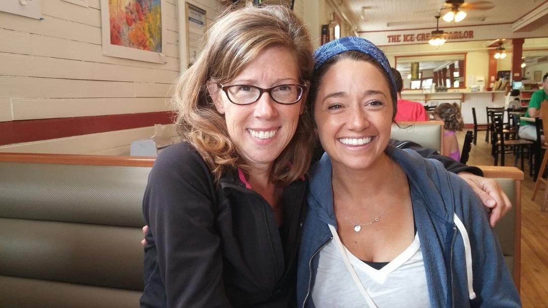 The birthday girl on the right with Abby lending a smile as well