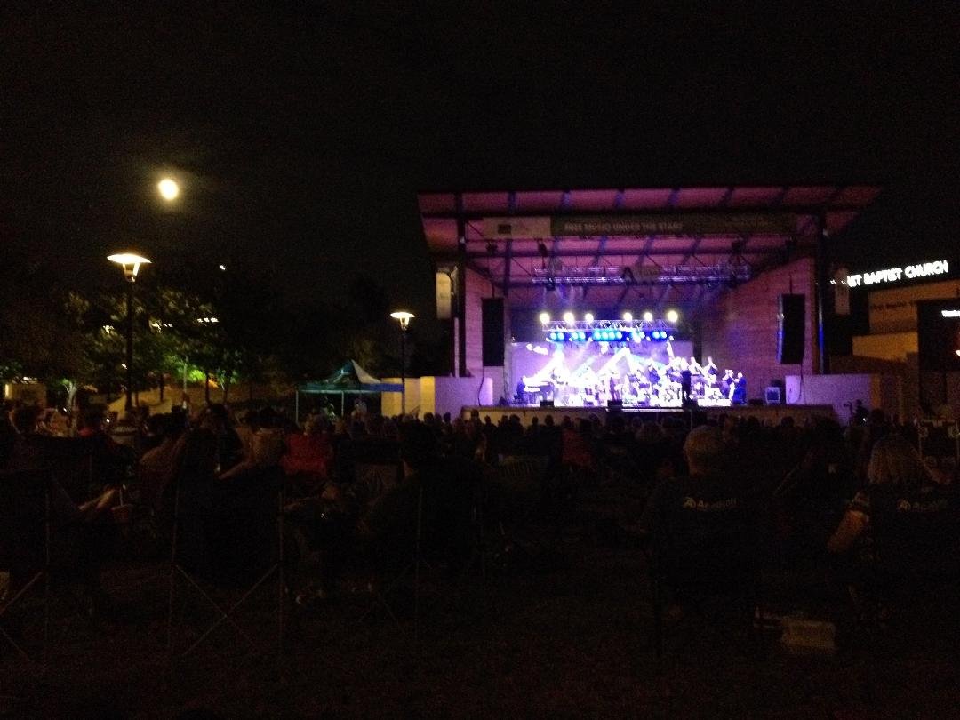 Great Double Feature Tonight!
The UTA Jazz Orchestra put on a terrific performance as the
Blood Moon eclipsed just to the left of the Levitt stage.
