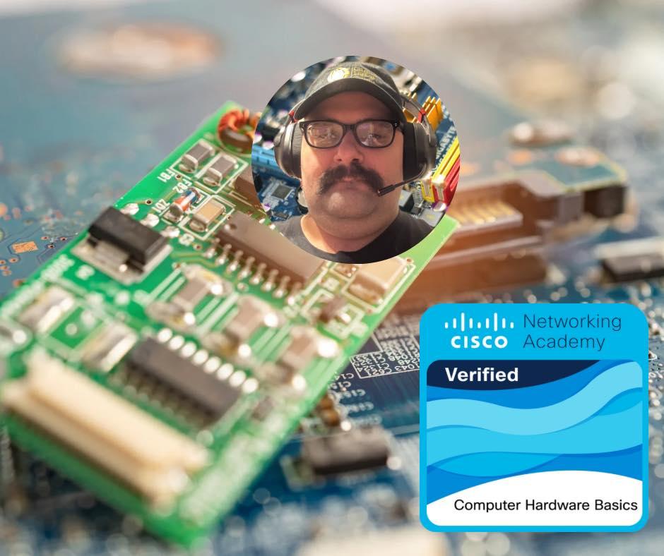 I also earned a Cisco course badge for Computer hardware basics by Cisco.