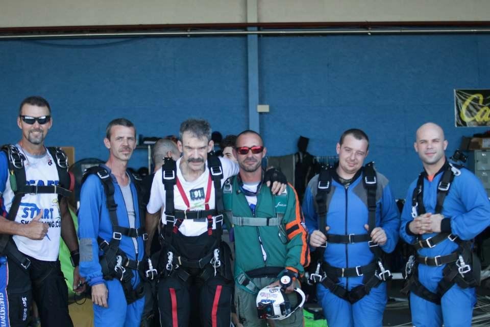 Steve Senior (center white shirt), Steve II, Rod, Steve III at the drop zone!
