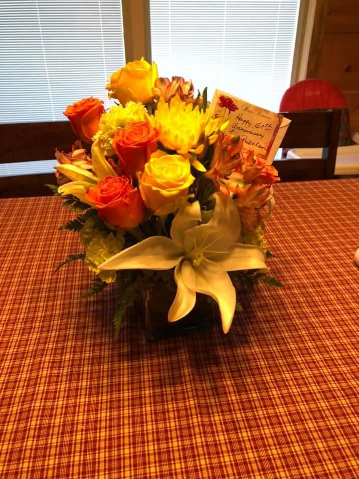 I want to thank Rick and Cam for the beautiful anniversary flowers. Love you guys.