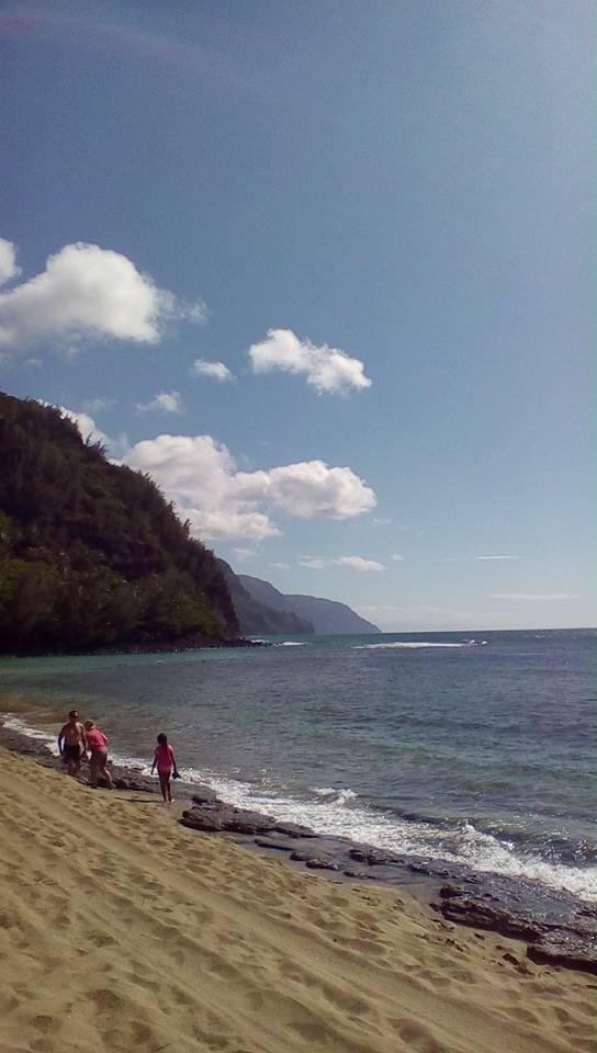 Ke'e Beach looking at Na Pali area on Kauai