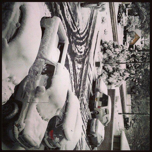 A look out our motel window in Kanab Utah, it has been snowing since yesterday afternoon.