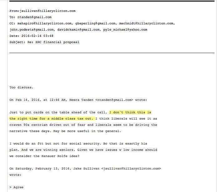 Who wouldn't get a tax cut under Hillary Clinton? The Middle Class wouldn't get a tax cut under Hillary Clinton. It was Donald Trump who explained to Americans that Hillary's tax plan would be certain to increase taxes excl