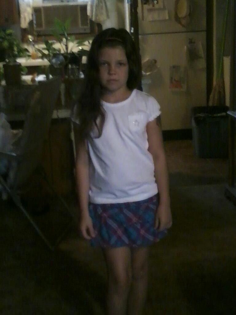 Baby girl first day in 3rd grade