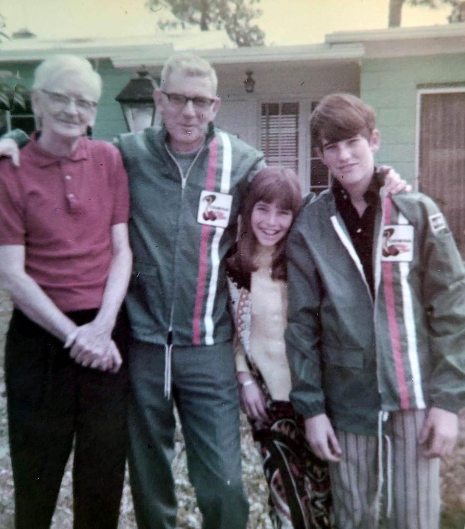 L-R, My grandfather, Paul Samson, my father, Myron Samson, sister, Barbara Samson Windsor, and brother, David Samson. I think this around 1970. My grandparents purchased this house from my parents. We lived there 1955-1961.