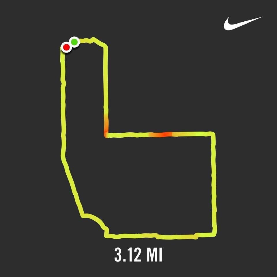 Warm afternoon out. Measuring a 5K course out for Jeff Huss.