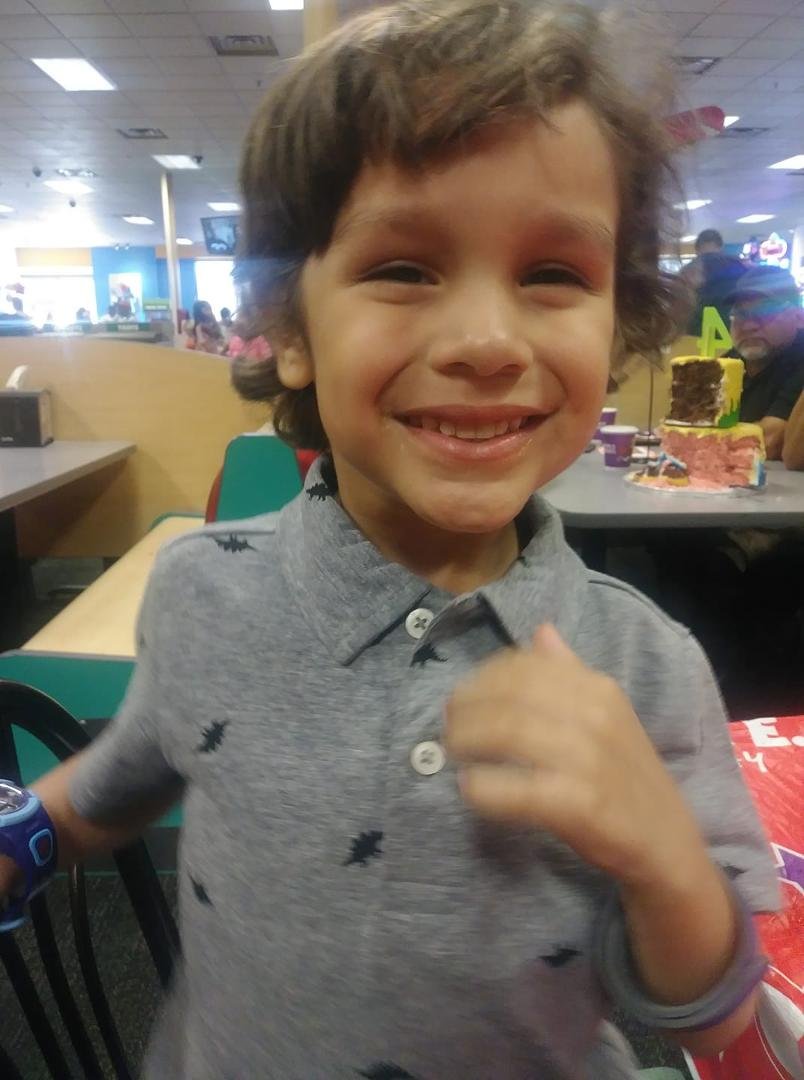 Celebrating my handsome grandson Jessie Sereseroz IV his 4th b-day he's such a sweet lil one such a joy in our life Nana n Papaw loves you mijo😘😘