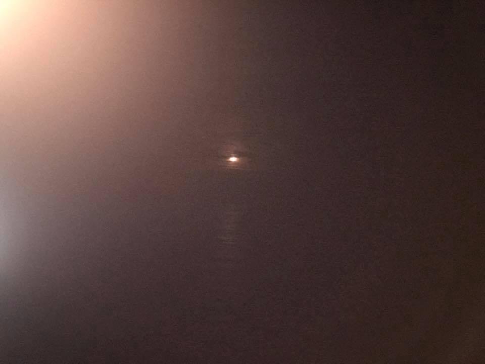 Moon rising from the east over the Gulf Stream.
At first I thought it might be another vessel. No targets on radar... I figured it out quick.