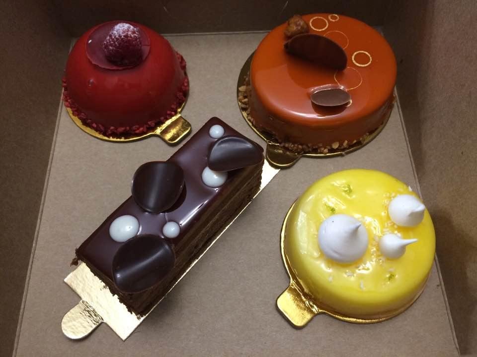 These are the desserts we bought today at Nathaniel Reid's Bakery.  We just ate the chocolate one - - absolutely delicious!