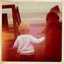 Maggie & Charlie looking at the Pacific - A classic artsie picture and so cute too!