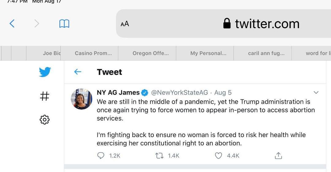 I am totally confused. I’m having trouble understanding how an abortion service can be performed if you aren’t there in person. Maybe she’s been drinking the same water Biden drinks?