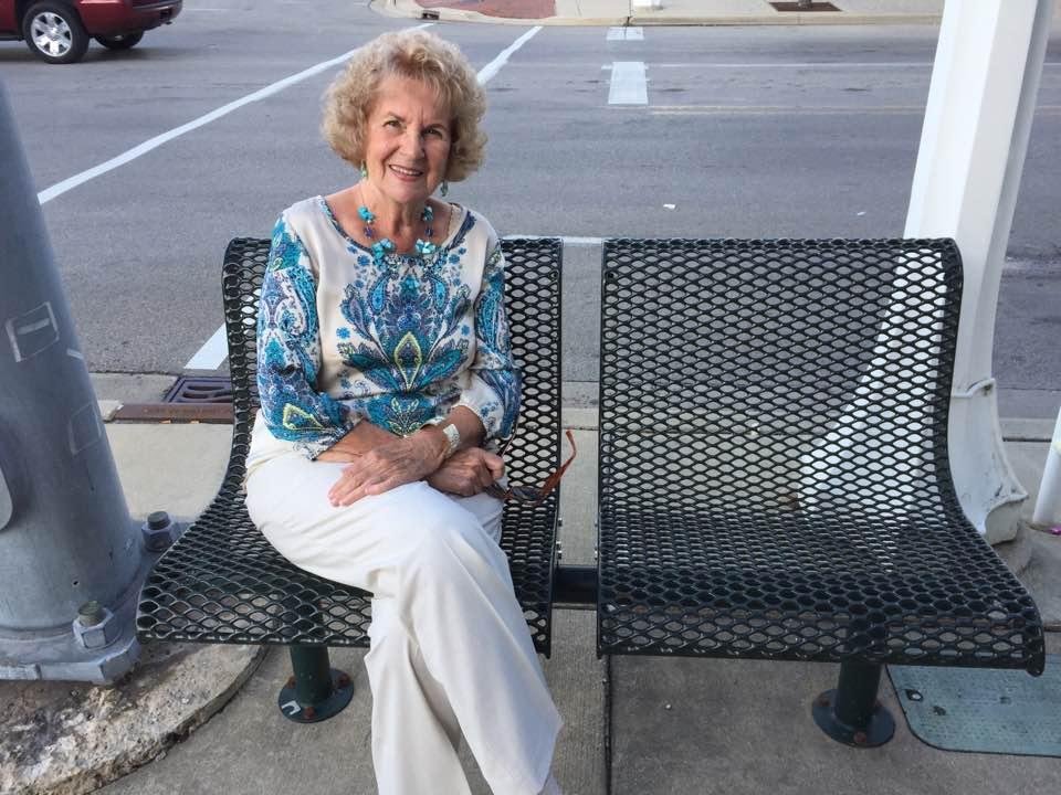 My sister's bench at a drug store she used often with six children. So special.
