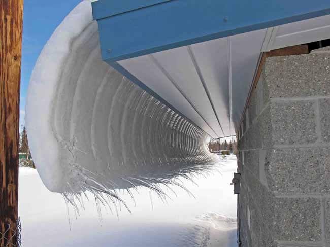 This is what snow does when the snow on your roof slips in the heat.  Fairbanks, AK