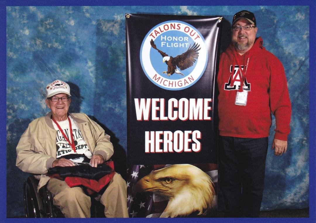 Photo for our trip to DC. Lewis Robinson, close neighbor and I traveled to DC to see all the memorials. Lew served with 1st Marine Airwing in WWII, I served with 1st Marine Airwing in Vietnam. We both belong to VFW Post 407