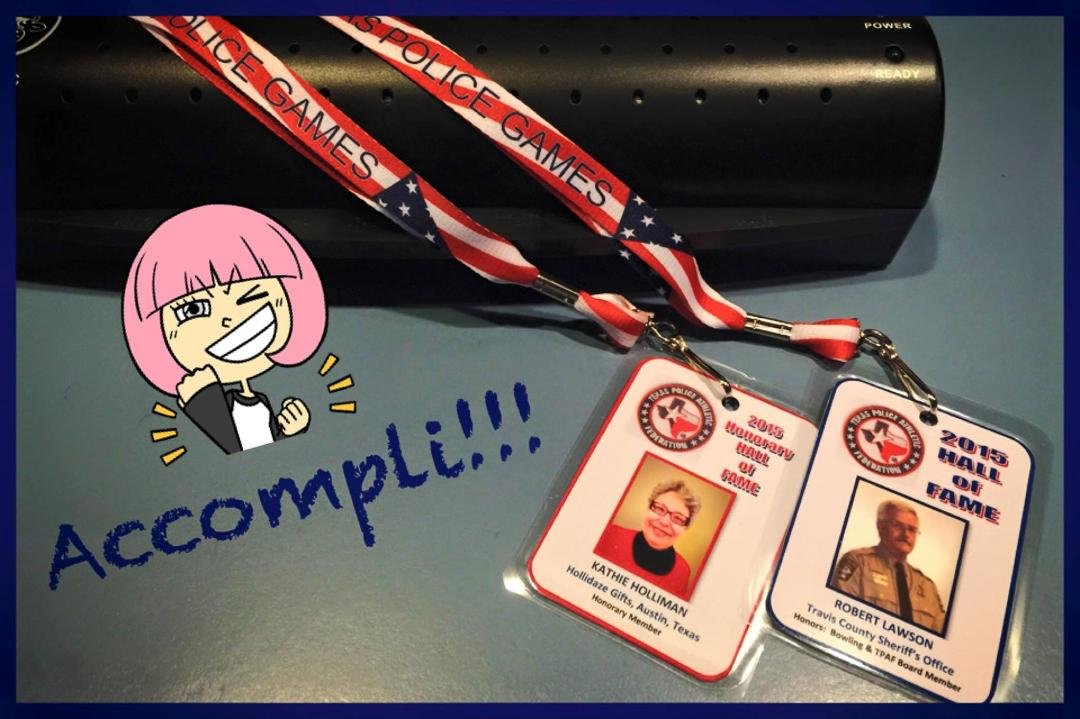 Another task completed for the 2015 Texas Police Games--14 Hall of Fame ID badges done! Just a few more things to check off my list before we head down to Brownsville/South Padre for the Games.