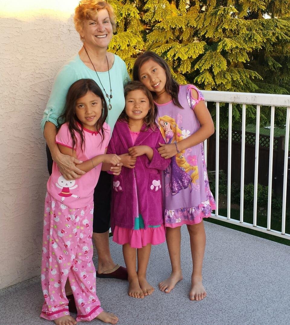 Love these girls & the way they love each other! So precious! Also, love it when it's almost time for bed & the sun is still shining ..... ahh... summer!