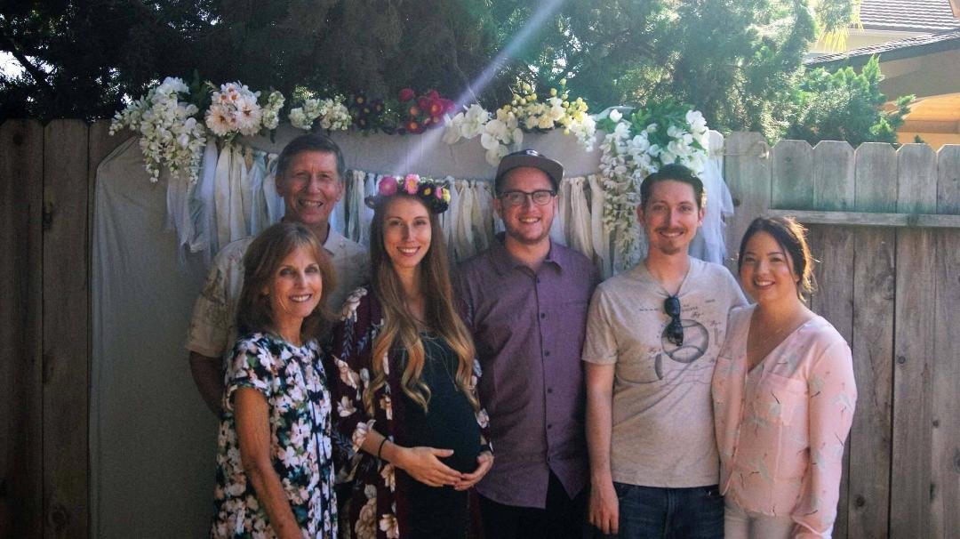 Celebrating the upcoming birth of our first grandchild - Eisley Rayne due in July. With (soon to be grandpa) Claude, Skyelar Phillips and Tally Phillips, son Brandon Dillard and his gf Erica Goen
