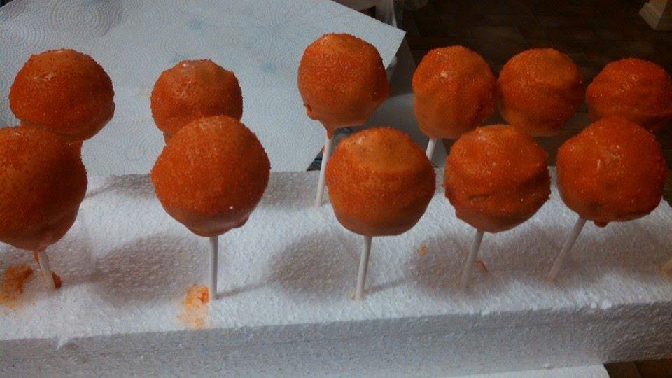 Making cake pops for Thanksgiving tomorrow. Used orange cake mix, orange zest and pumpkin spice icing wafers. Used orange sprinkles. They are yummy! Hope everyone has a safe and wonderful Thanksgiving!!!!