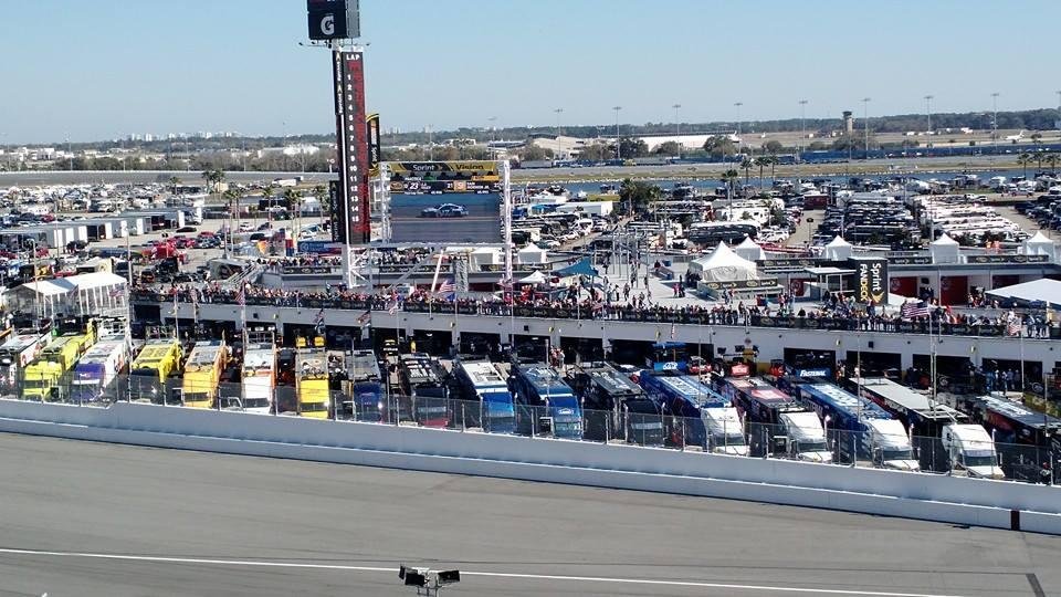 Watching Daytona 500 practice prior to the ARCA and Sprint Cup race