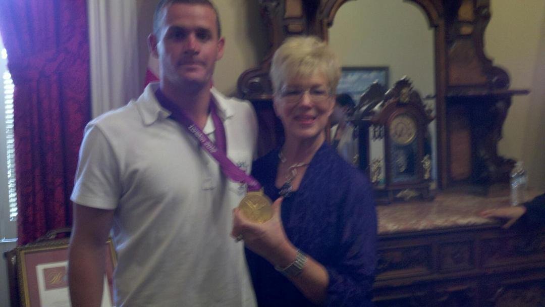 One of the nice things about working at the Capitol is all the interesting people you get to meet. Today it was Tyler Clary, Gold medal winner in the 200 meter backstroke at the 2012 Olympics.