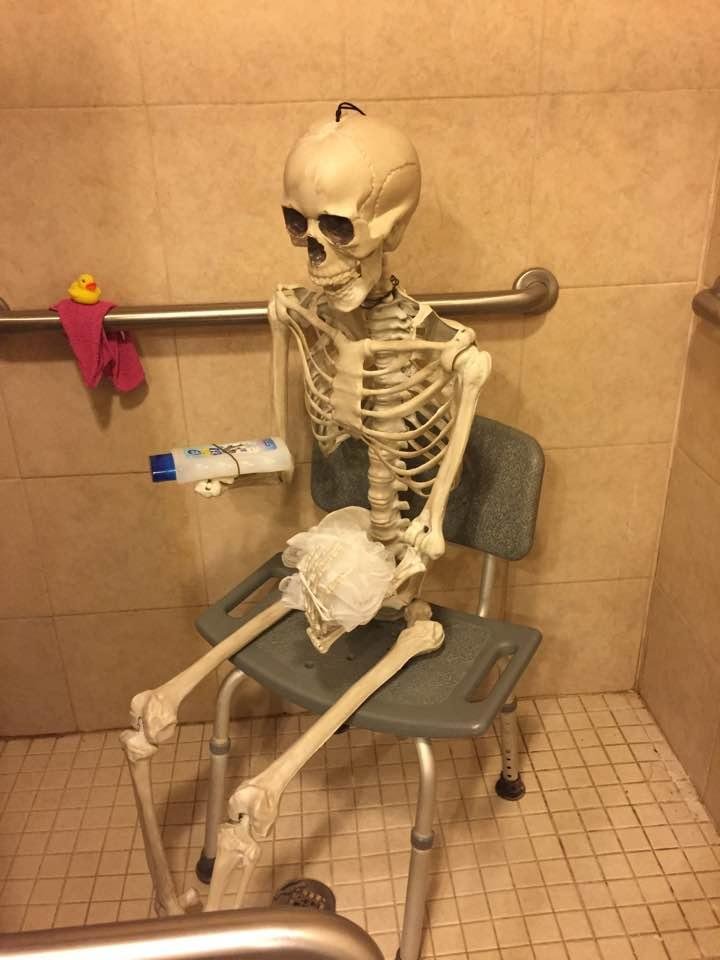 Paco is getting ready to take a shower! He needs to be nice and clean for Halloween!