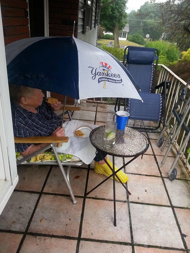 Having dinner on front porch when storm blew thru