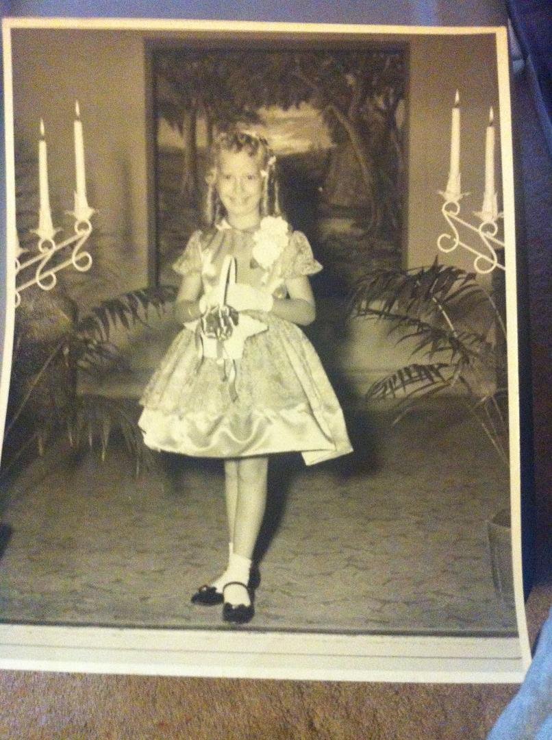 Going through old photo's today, in preparation of my move and I ran across this lovely picture of my sister, Nancy Herzing taken at my wedding. She was our flower girl.