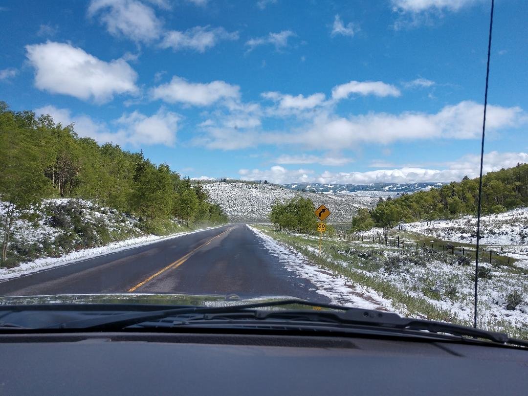 Going to our Gideon Area Meeting today in Steamboat Springs. We have snow on the second day of summer. Have a great day!