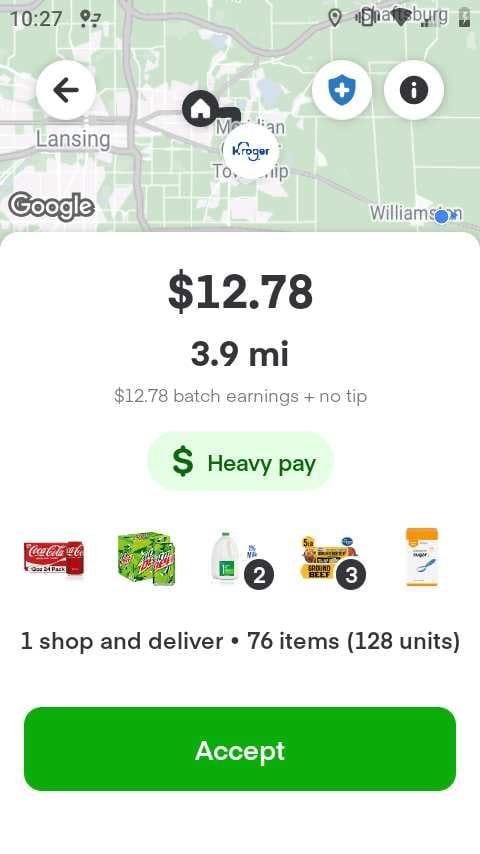 Do some math then explain to me why I wouldn't accept the order it isn't just that there's no tip it's: time spent shopping-to gas used to come and go (not the customers fault but they've reduced what we're supposed to get 