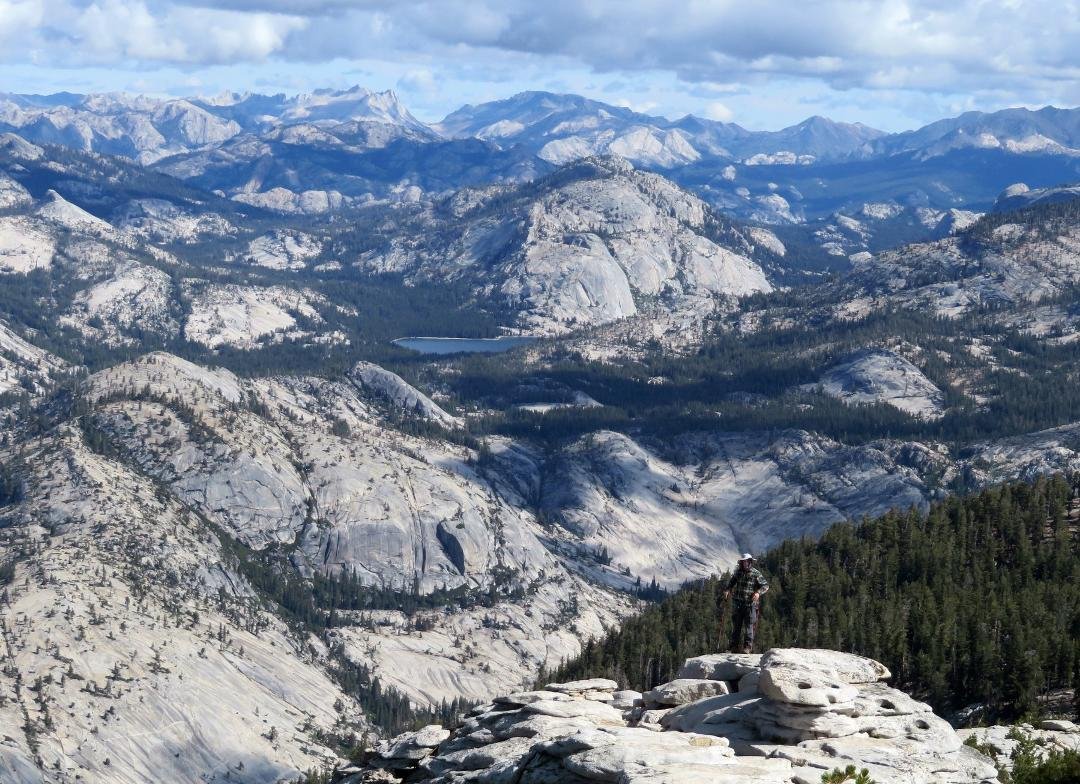 Lake Tenaya and start of the trail to Clouds Rest.  Matt in the foreground.