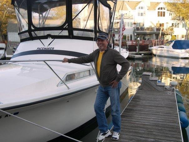 Me and my 28 ft. Pacemaker boat.