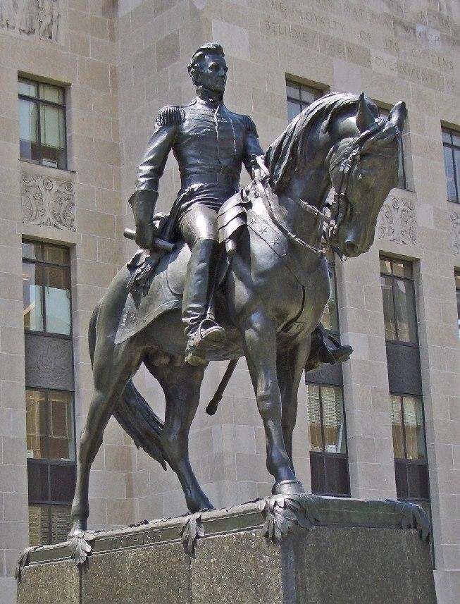 Equestrian statue of Gen. Andrew Jackson at the Jackson County Courthouse in Kansas City, MO